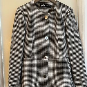 Zara Gingham Blazer Jacket | Size L